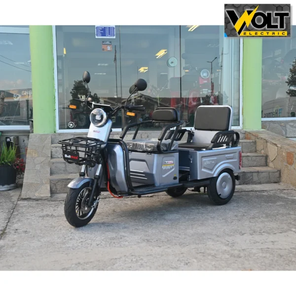 Двуместна cargo електрическа триколка bullmax a10 ce, 60v, 2800w, 20ah, сив металик