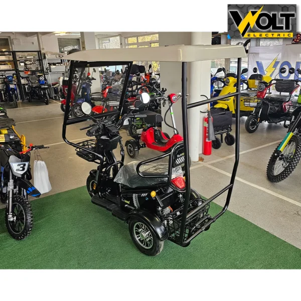 Електрическа триколка volt electric pudding с покрив и страници, 1800w, black
