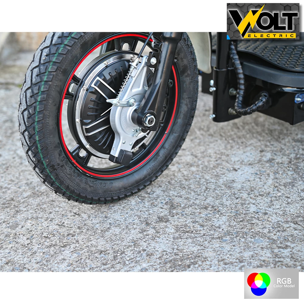 Електрическа триколка volt electric a3 traffic pro rgb 750w, дисплей, крачна спирачка, 2 кошници, led светлини, черен лак
