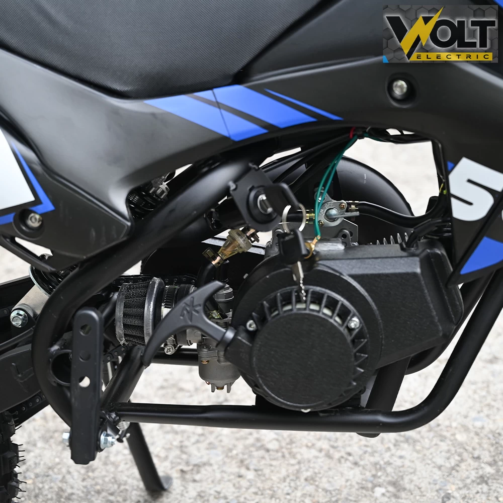 Детски бензинов кросов мотор, 50cc, dirt bike, двутактов двигател, син