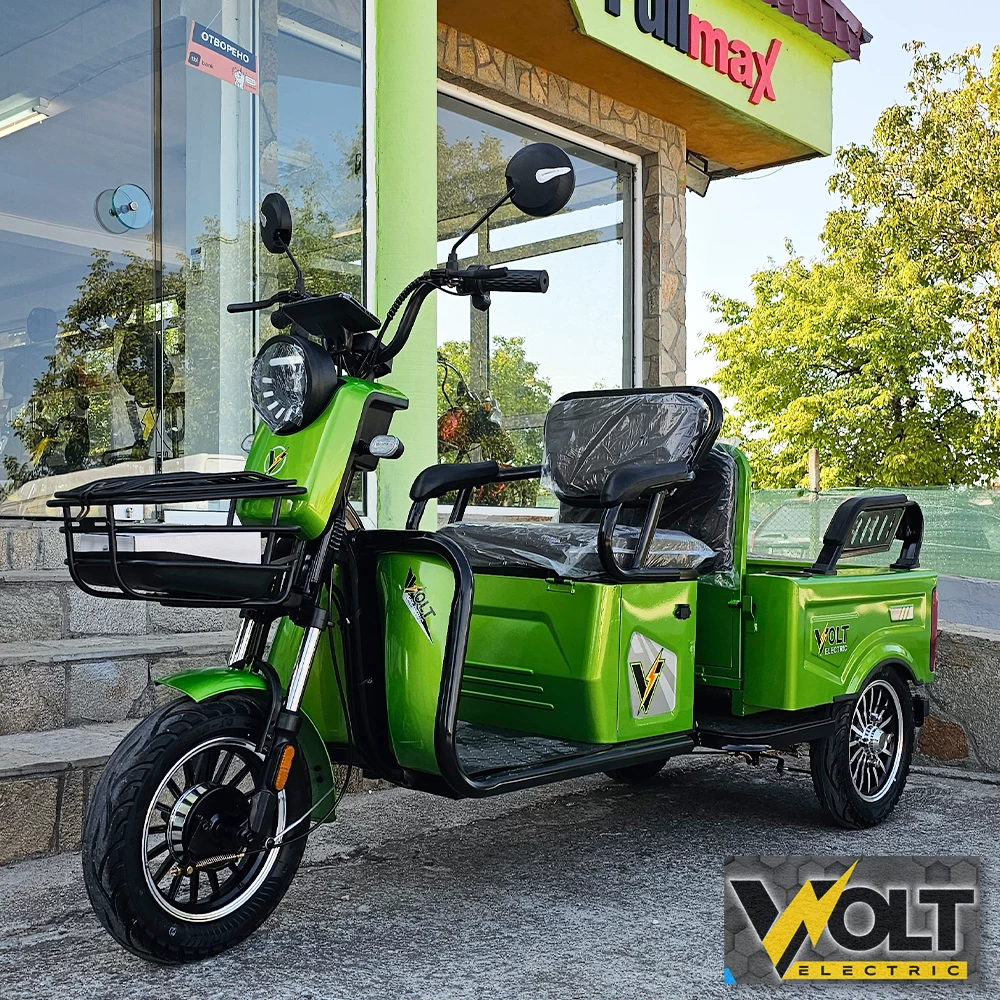 Двуместна cargo електрическа триколка volt electric a10 green, 1500w