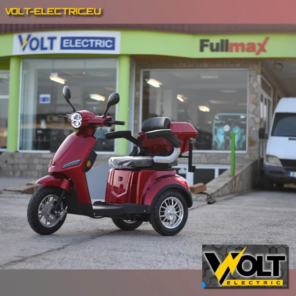 Електрическа триколка volt electric fm1 red, led, 1500w, магнитна спирачка, рекуперация