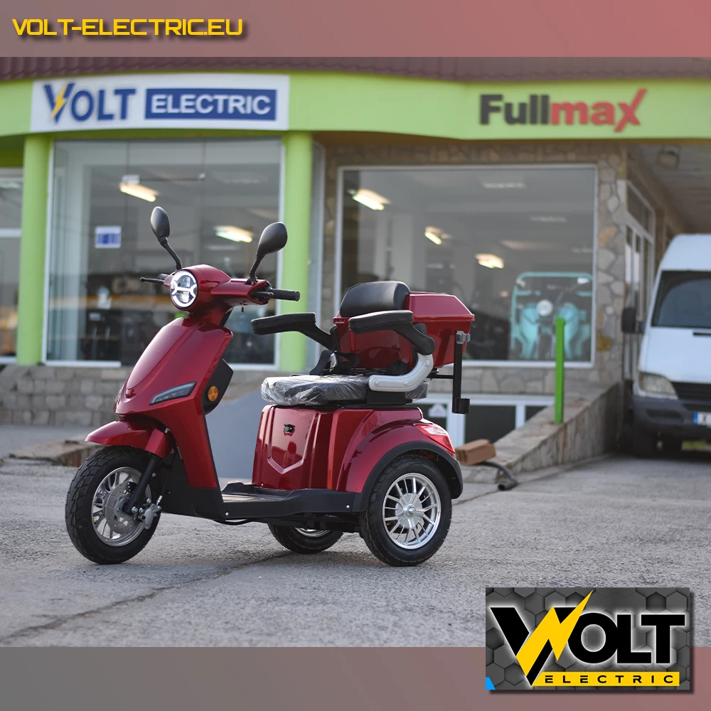 Електрическа триколка volt electric fm1 red, led, 1500w, магнитна спирачка, рекуперация