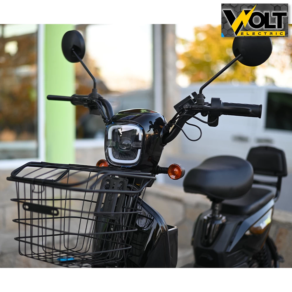 Двуместен електрически скутер велосипед с педали bullmax buzz 16" джанти, 750w, 12ah, черен лак