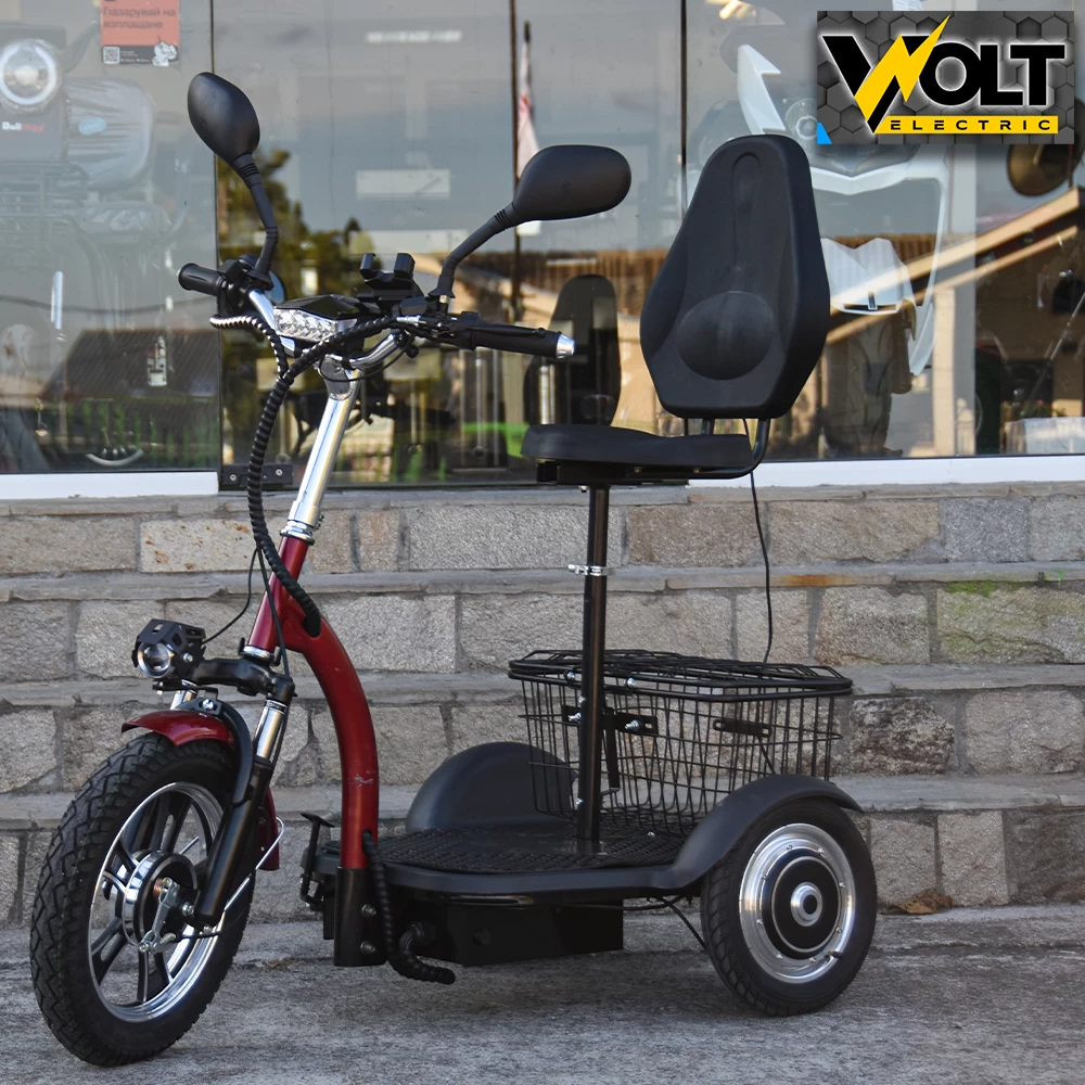 Електрическа триколка volt electric a3+ с два двигателя, задно задвижване, 1200w, 48v, red