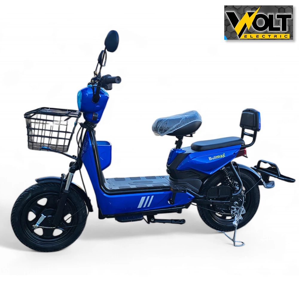 Двуместен електрически скутер велосипед с педали bullmax buzz 16" джанти, 750w, 12ah, син