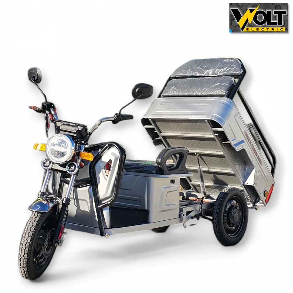 Електрическа cargo товарна триколка bullmax s 500, 60v, 20ah, 500кг. товароносимост, сив металик
