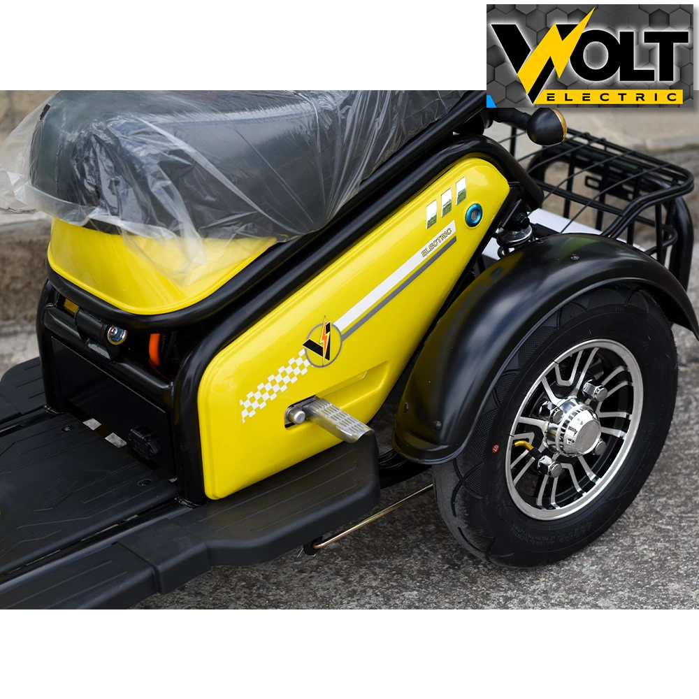 Двуместна електрическа триколка volt electric pudding pro 1800w, жълта