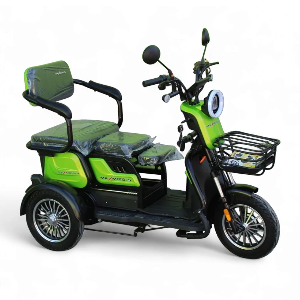Електрическа триколка max motors x1 1500w, 48v, 20ah, зелен металик
