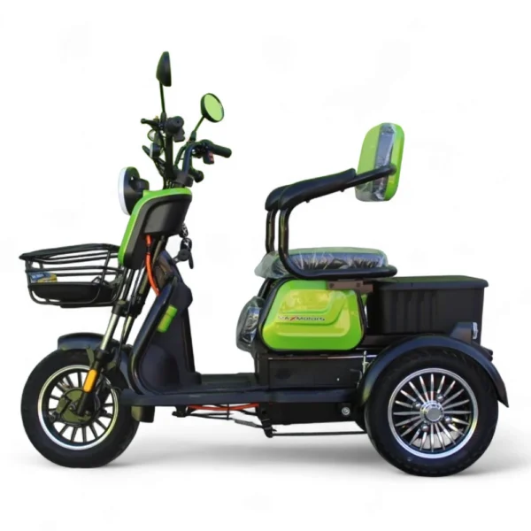 Електрическа триколка max motors x1 1500w, 48v, 20ah, зелен металик