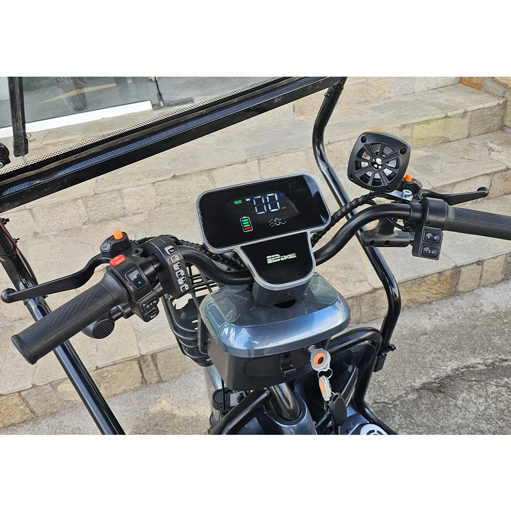Соларна kargo електрическа триколка, триместна, bullmax b10 solar 2000w, 60v, 40ah, светлосив металик