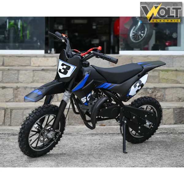 Детски бензинов кросов мотор, 50cc, dirt bike, двутактов двигател, син