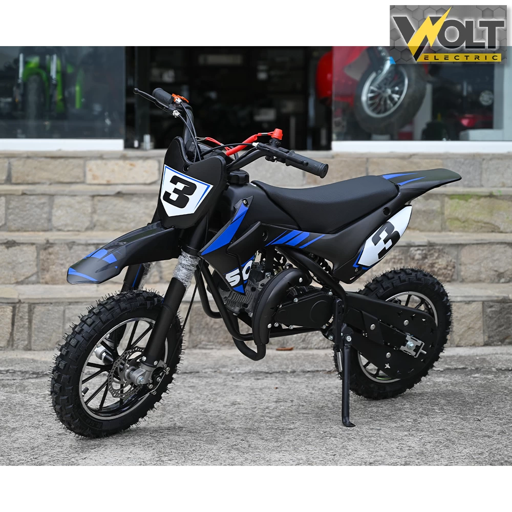 Детски бензинов кросов мотор, 50cc, dirt bike, двутактов двигател, син