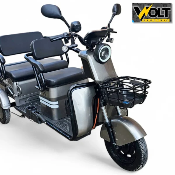 Триместна cargo електрическа триколка bullmax b10 2000w, 60v, 40ah, сива