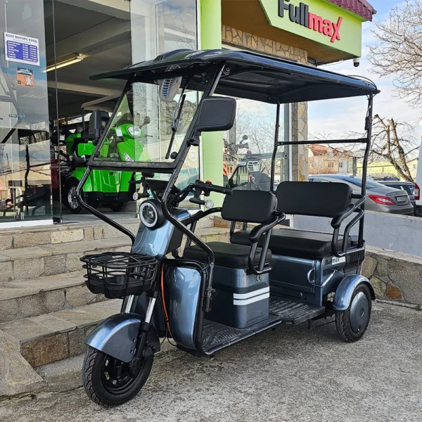 Соларна kargo електрическа триколка, триместна, bullmax b10 solar 2000w, 60v, 40ah, светлосив металик