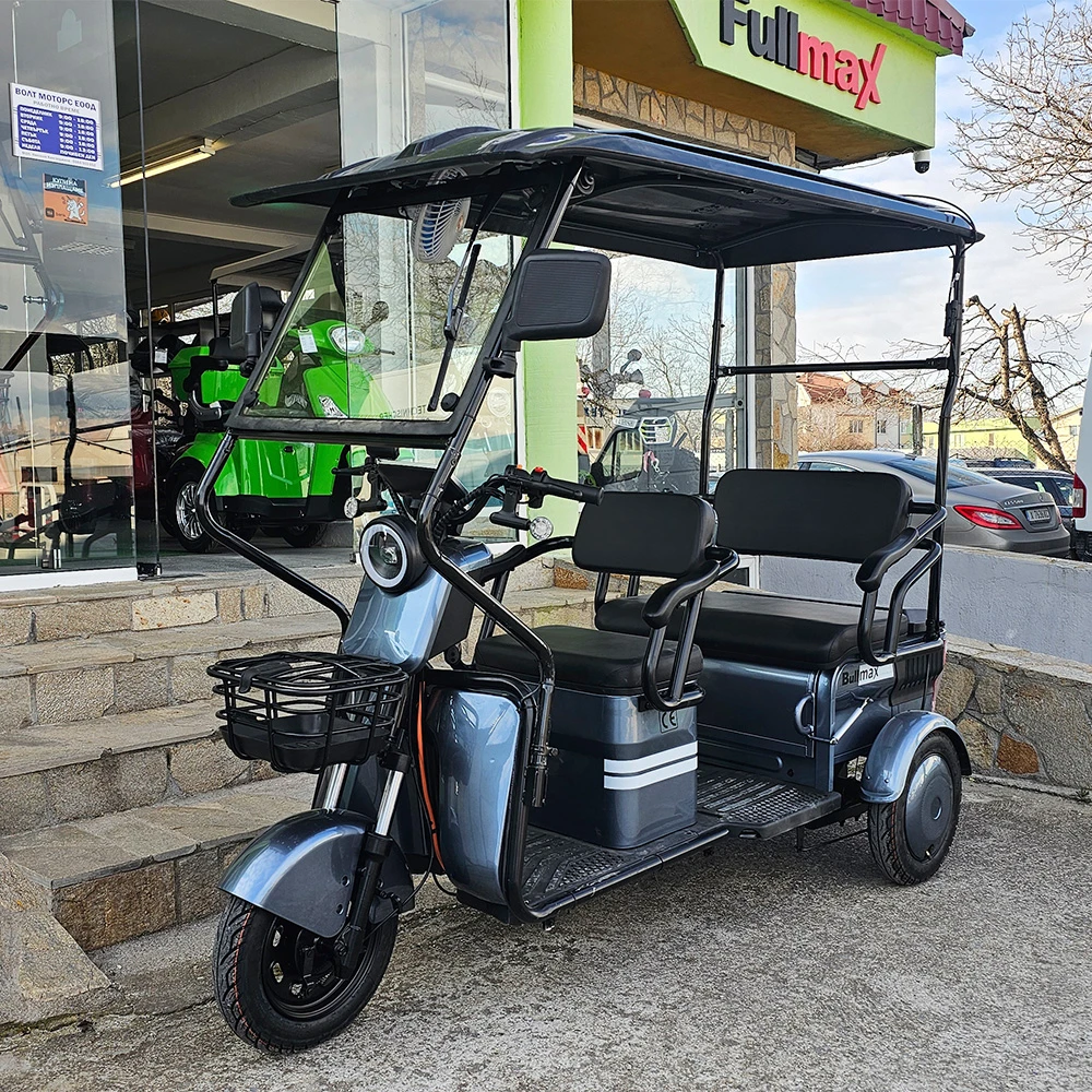 Соларна kargo електрическа триколка, триместна, bullmax b10 solar 2000w, 60v, 40ah, светлосив металик