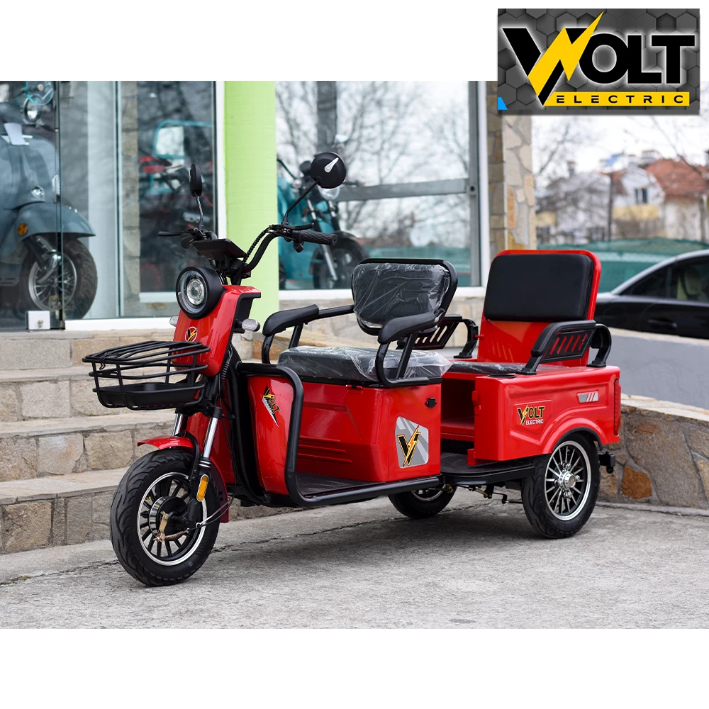 Двуместна cargo електрическа триколка volt electric a10, 1500w, red