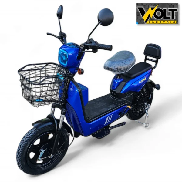 Двуместен електрически скутер велосипед с педали bullmax buzz 16" джанти, 750w, 12ah, син
