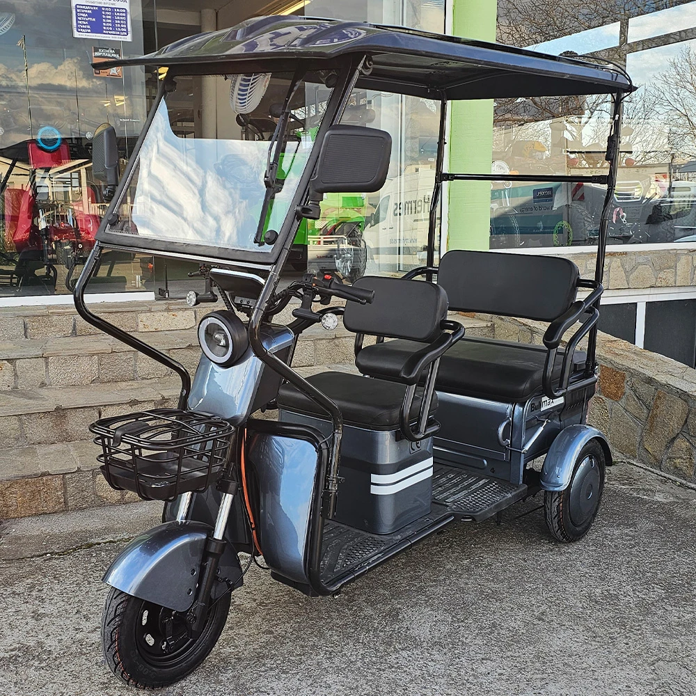 Соларна kargo електрическа триколка, триместна, bullmax b10 solar 2000w, 60v, 40ah, светлосив металик