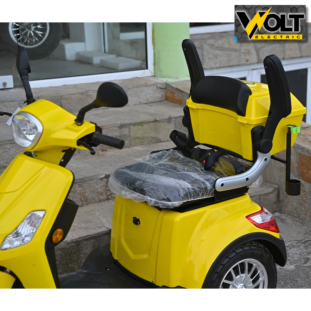 Луксозна електрическа триколка volt electric fm1, bt, рекуперация, магнитна спирачка, жълта