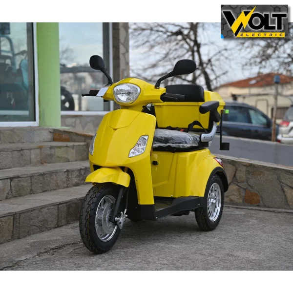 Луксозна електрическа триколка volt electric fm1, bt, рекуперация, магнитна спирачка, жълта