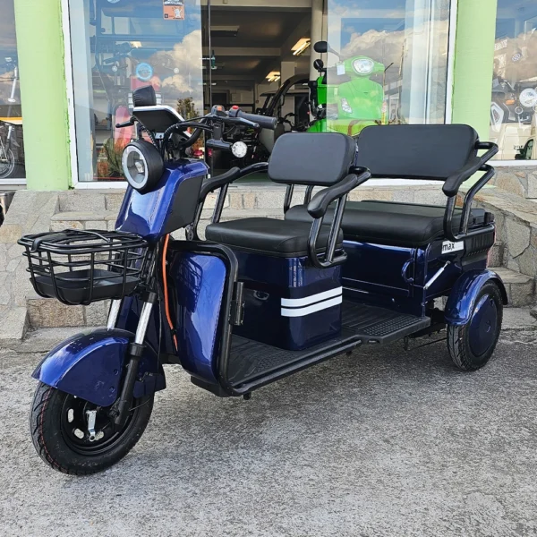 Триместна cargo електрическа триколка bullmax b10 2000w, 60v, 40ah, тъмносиня