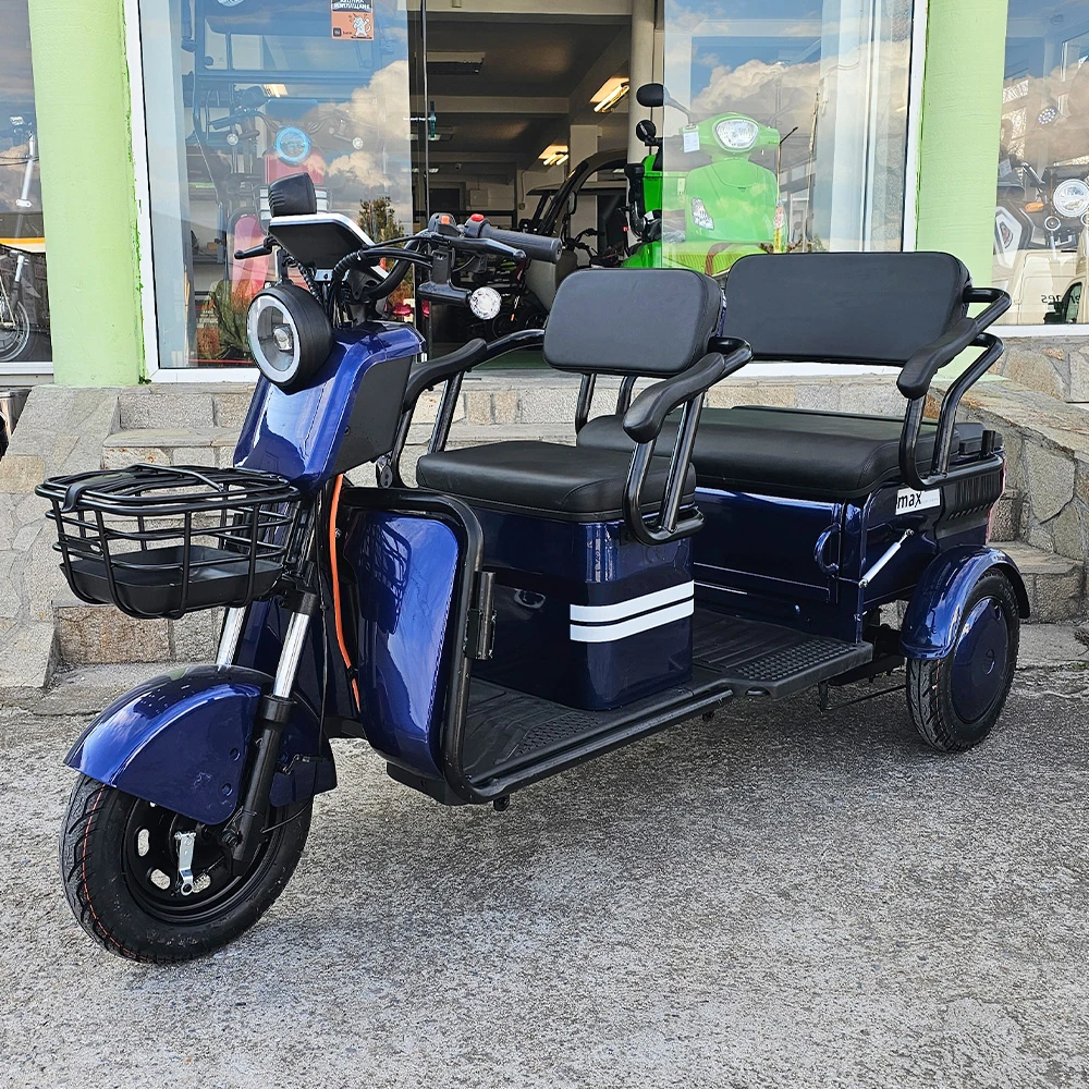 Триместна cargo електрическа триколка bullmax b10 2000w, 60v, 40ah, тъмносиня