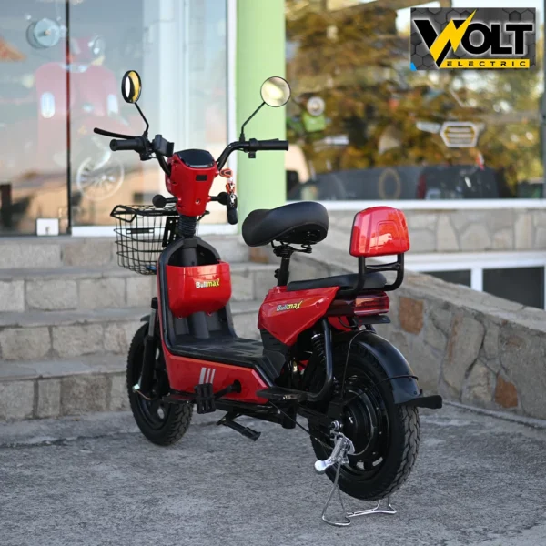 Двуместен електрически скутер велосипед с педали bullmax buzz 16" джанти, 750w, 12ah, червен