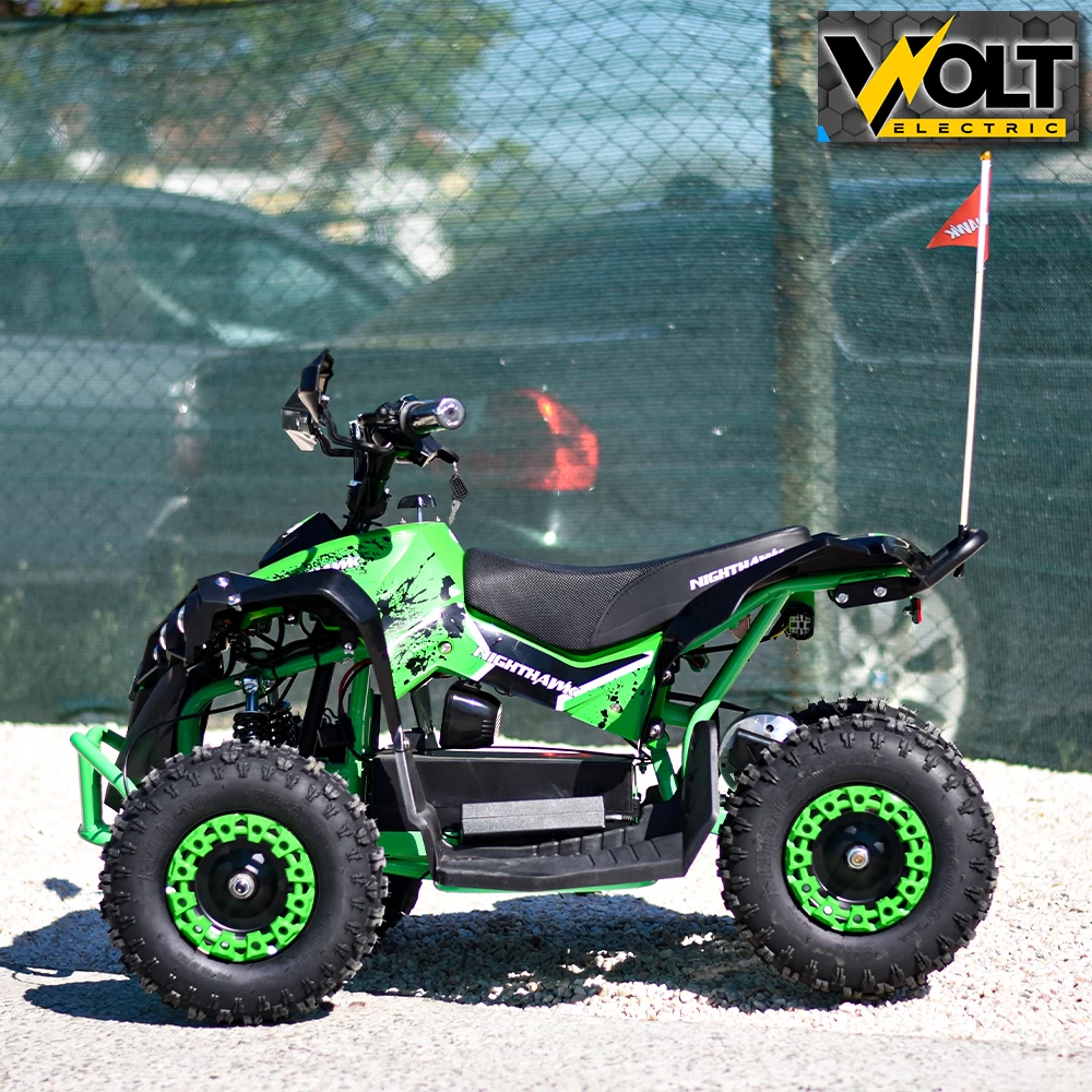 Детско електрическо atv nighthawk 1200w, 36v, green, с родителски контрол, музика и флаг