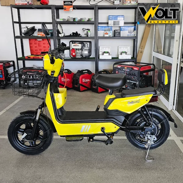 Двуместен електрически скутер велосипед с педали bullmax buzz 16" джанти, 750w, 12ah, жълт