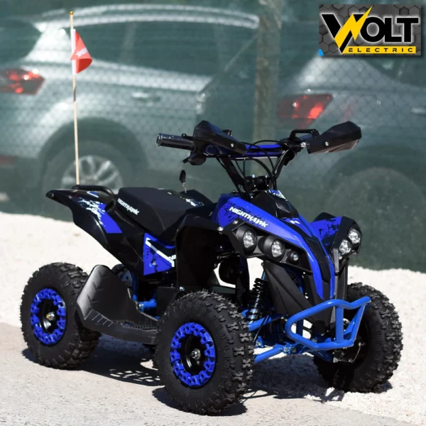 Детско електрическо atv nighthawk 1200w, 36v, blue, с родителски контрол, музика и флаг