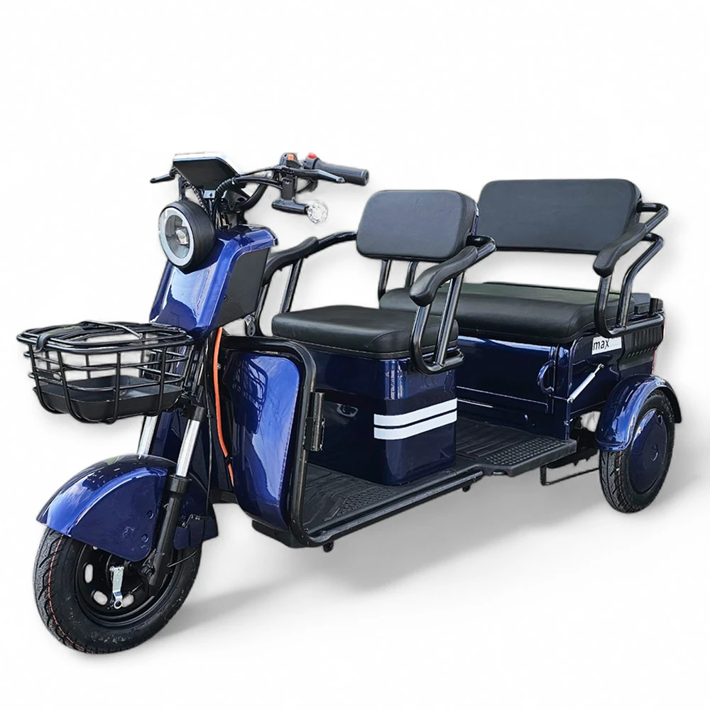 Триместна cargo електрическа триколка bullmax b10 2000w, 60v, 40ah, тъмносиня