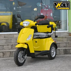 Луксозна електрическа триколка volt electric fm1, bt, рекуперация, магнитна спирачка, жълта