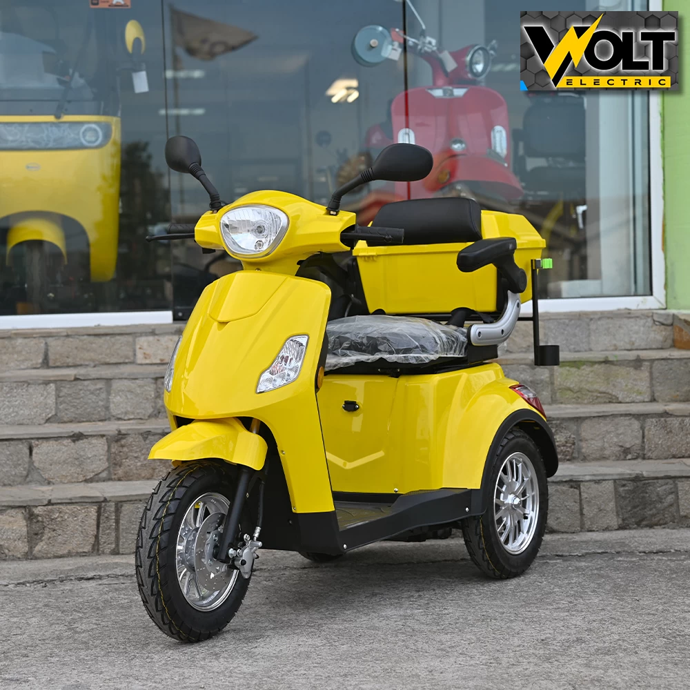 Луксозна електрическа триколка volt electric fm1, bt, рекуперация, магнитна спирачка, жълта