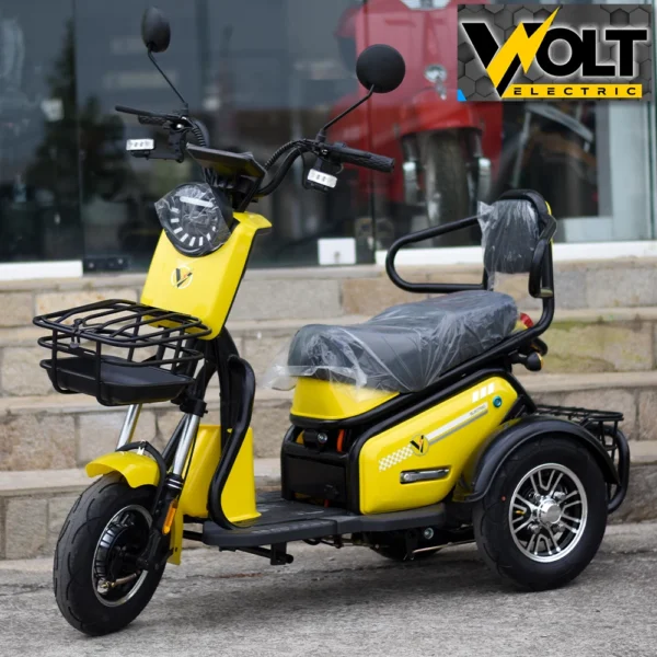 Двуместна електрическа триколка volt electric pudding pro 1800w, жълта