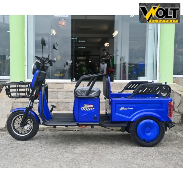 Двуместна cargo електрическа триколка bullmax a10 ce, 60v, 2800w, 20ah, синя