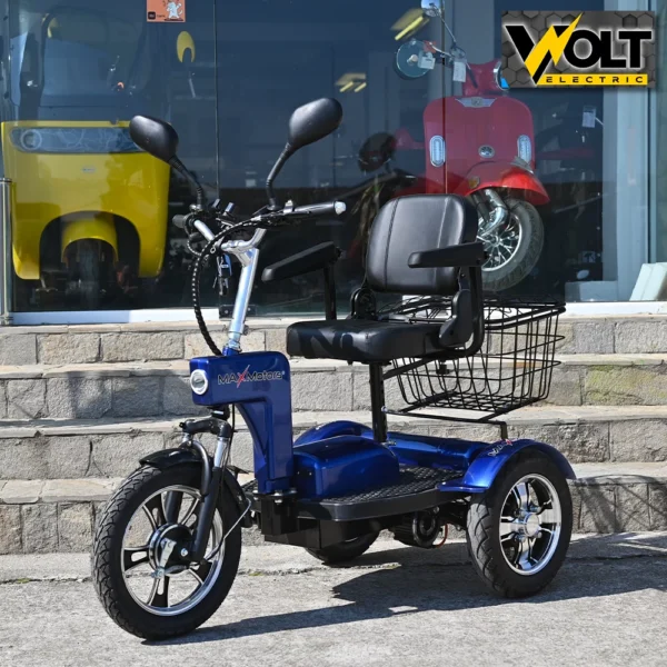 Електрическа триколка, задно предаване, лукс кресло, max motors a6 lux+, 1000w, синя