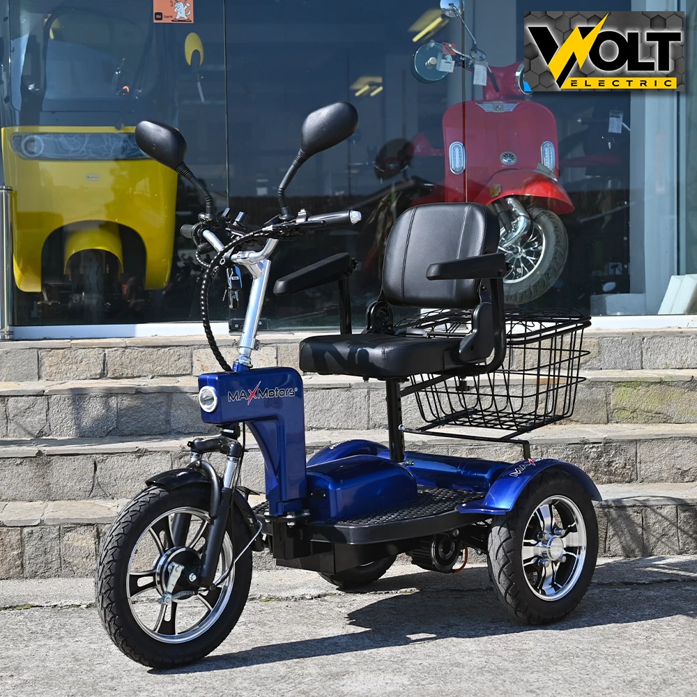 Електрическа триколка, задно предаване, лукс кресло, max motors a6 lux+, 1000w, синя