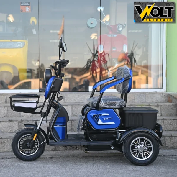 Триместна електрическа триколка bullmax c1 1500w, 20ah, синя