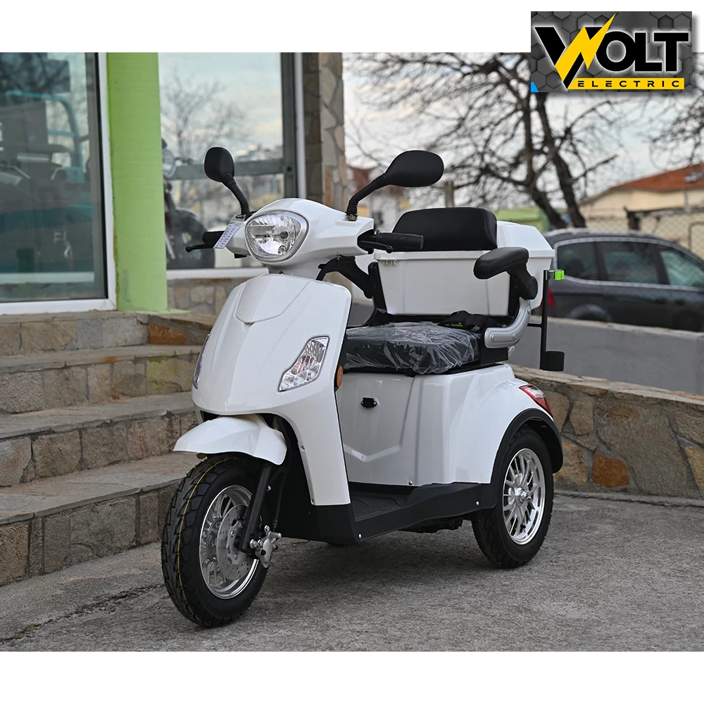 Луксозна електрическа триколка volt electric fm1, white, 1500w, 20ah, плавен старт, аудио система и аларма, с рекуперация и магнитна спирачка