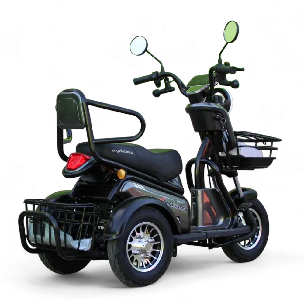 Двуместна електрическа триколка за възрастни max motors pudding 1800w, 48v, 20ah, ce сертификат