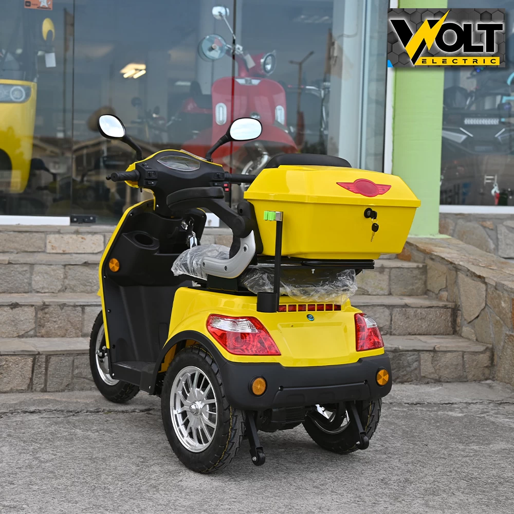 Луксозна електрическа триколка volt electric fm1, bt, рекуперация, магнитна спирачка, жълта