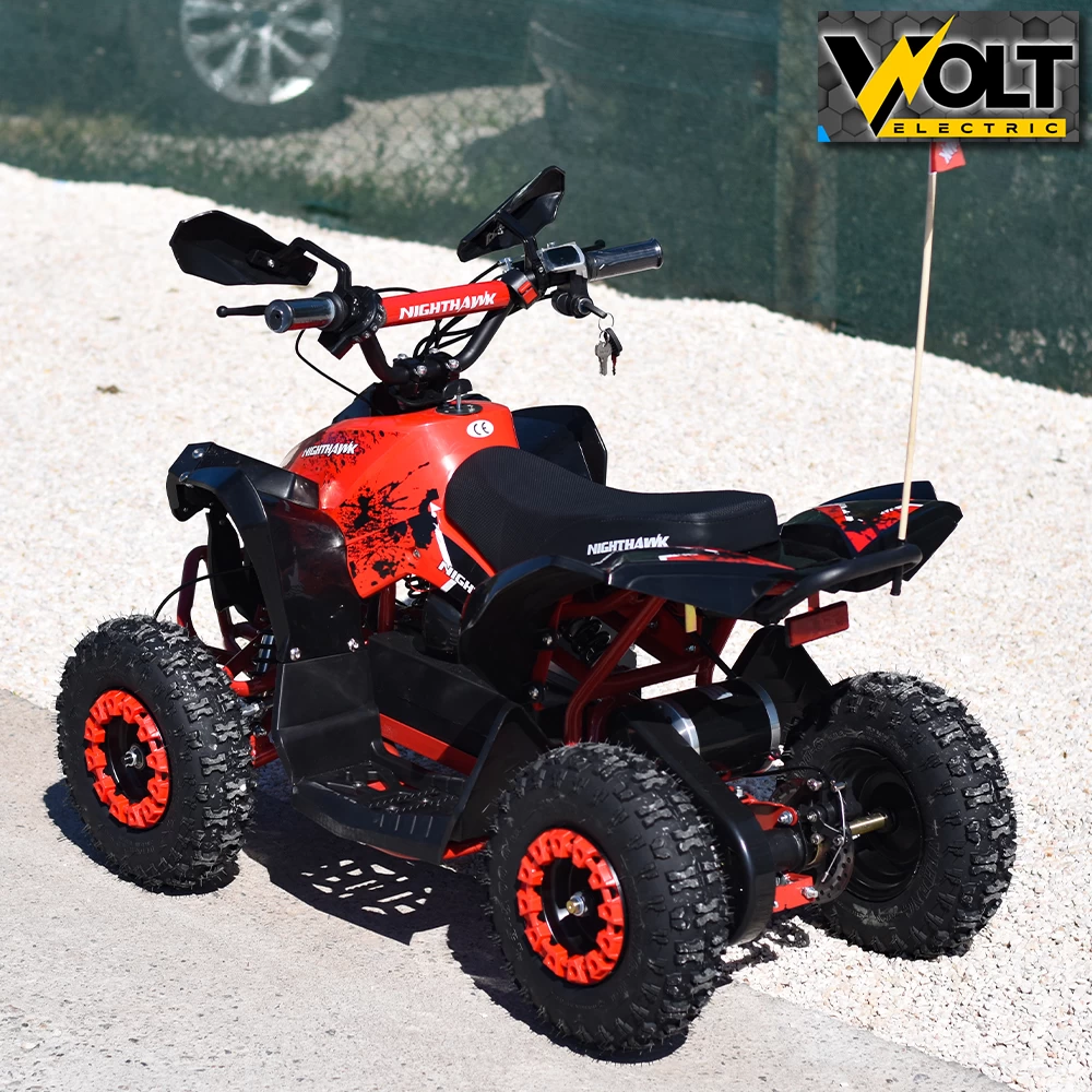 Детско електрическо atv nighthawk 1200w, 36v, red, с родителски контрол, музика и флаг