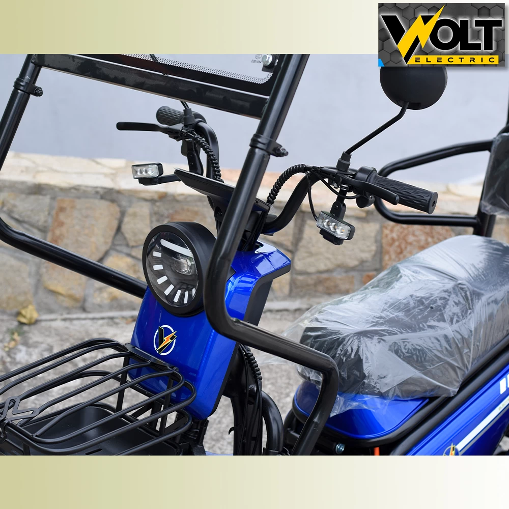 Електрическа триколка volt electric pudding с покрив и страници, 1800w, blue