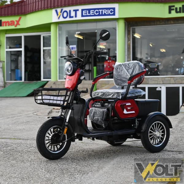 Електрическа триколка bullmax c1 max, големи 10'' гуми, 1500w, тъмночервено бордо, металик