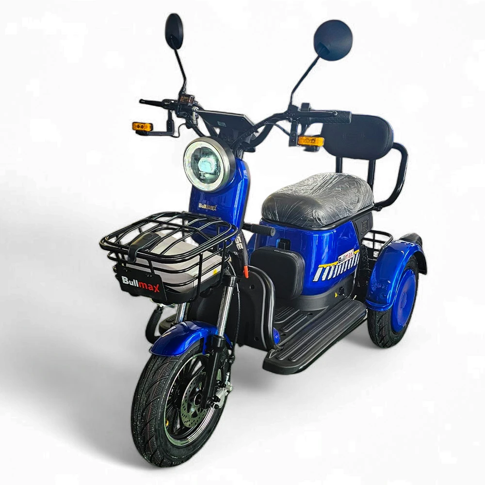 Електрическа триколка grand pudding 2000w, 60v, 20ah, ce сертификат, син металик