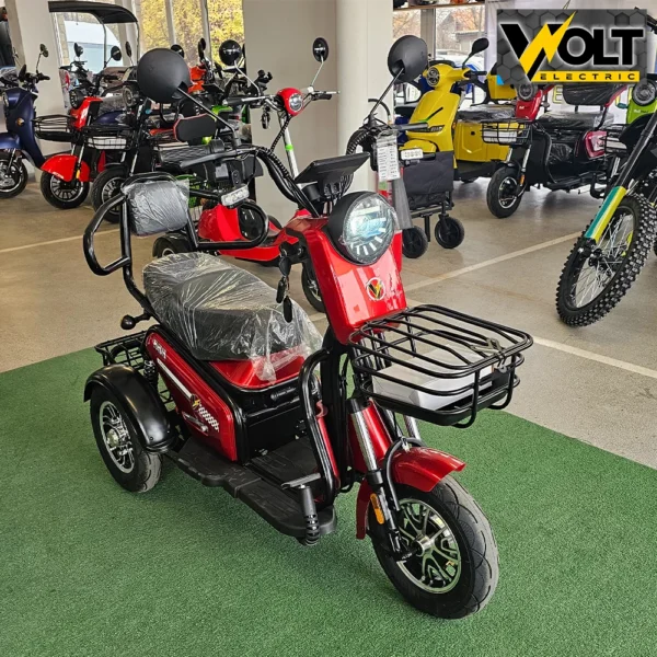 Двуместна електрическа триколка volt electric pudding pro 1800w, червена