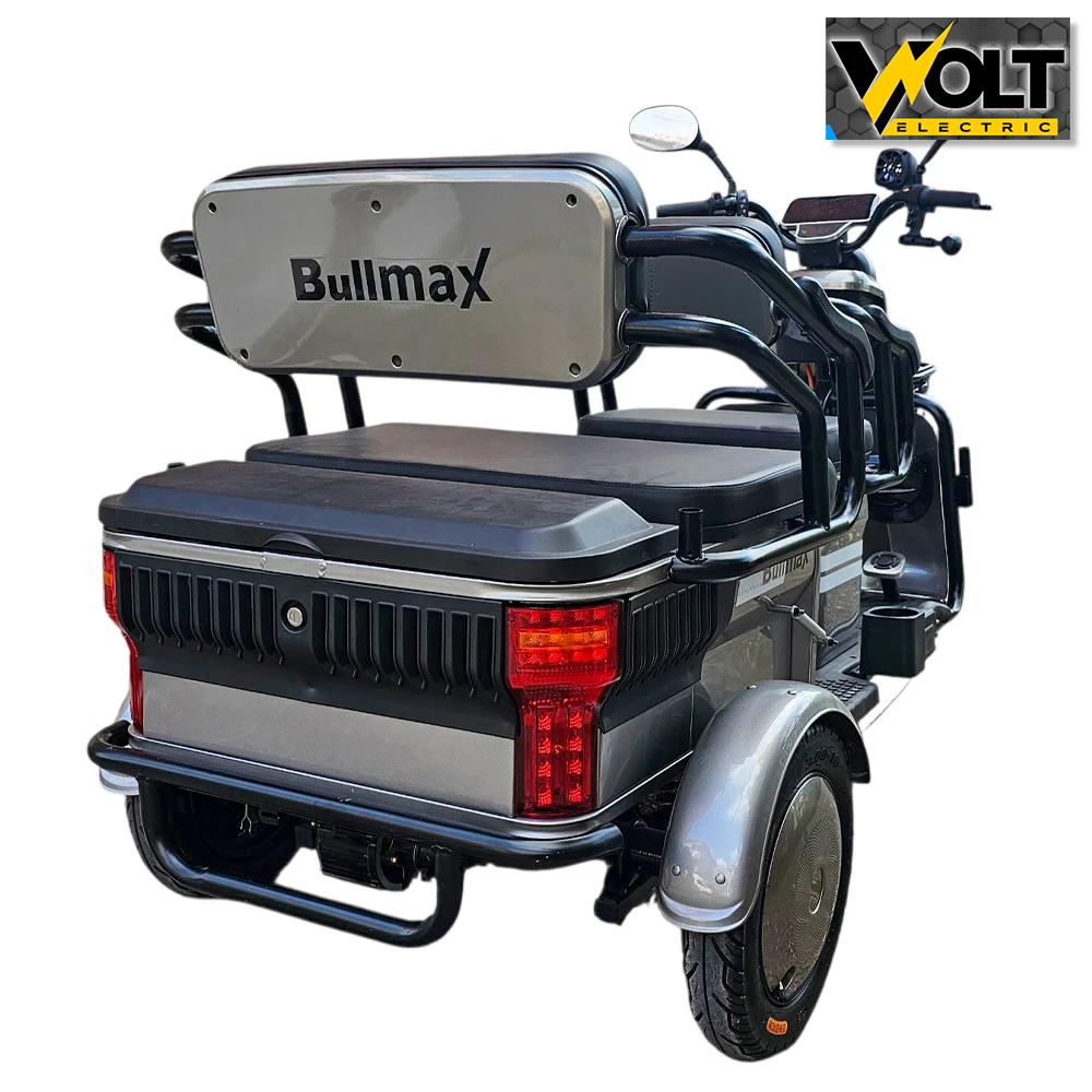 Триместна cargo електрическа триколка bullmax b10 2000w, 60v, 40ah, сива