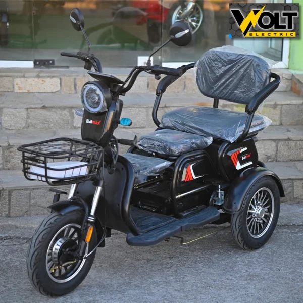 Триместна електрическа триколка bullmax c1 max 1500w, с офроуд 10'' гуми, черна