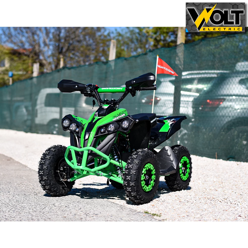 Детско електрическо atv nighthawk 1200w, 36v, green, с родителски контрол, музика и флаг